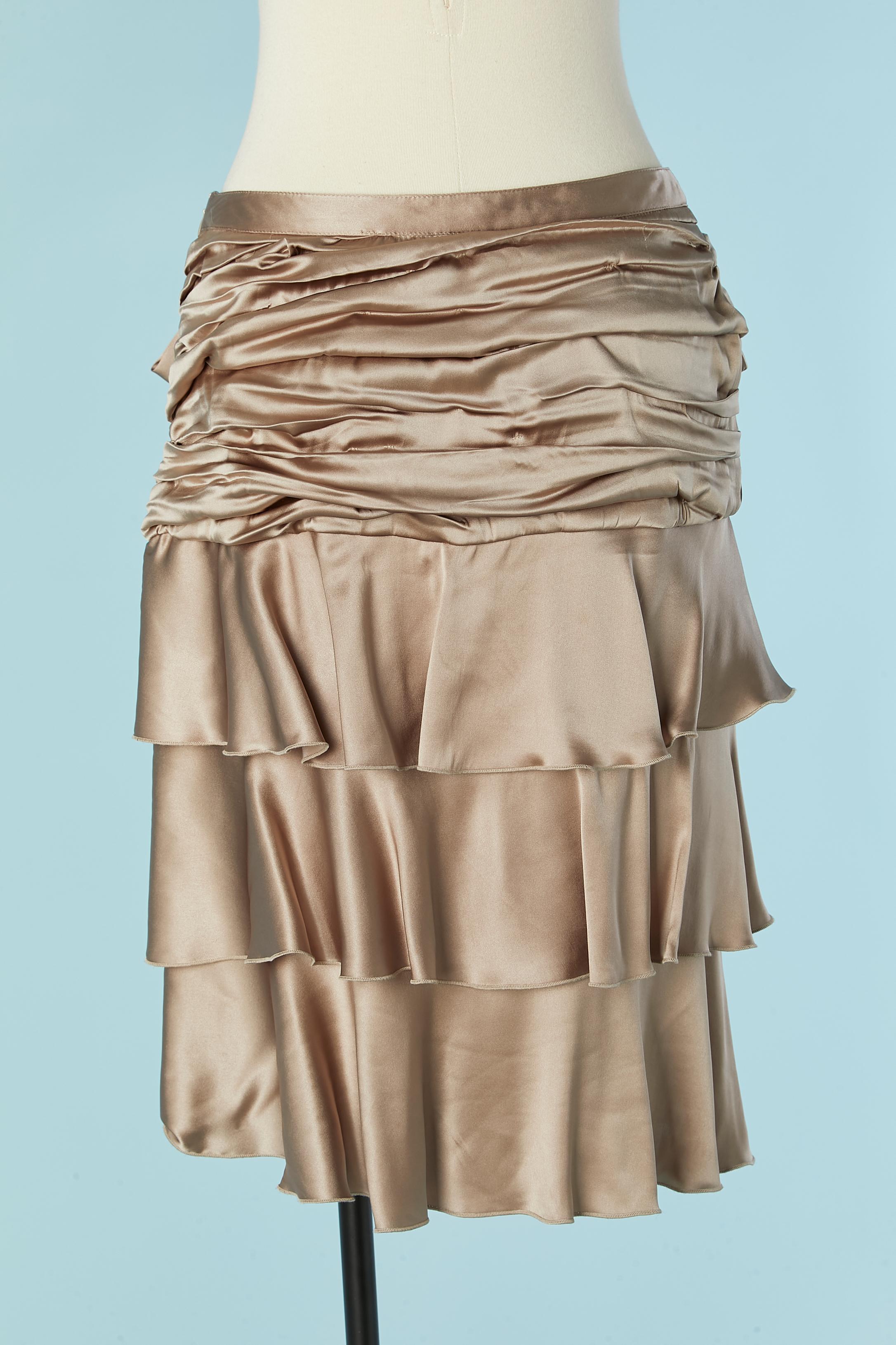 Women's Silky champagne ruffled and draped skirt BLUMARINE For Sale