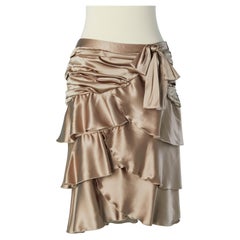 Seidener champagnerfarbener geraffter und drapierter Rock BLUMARINE