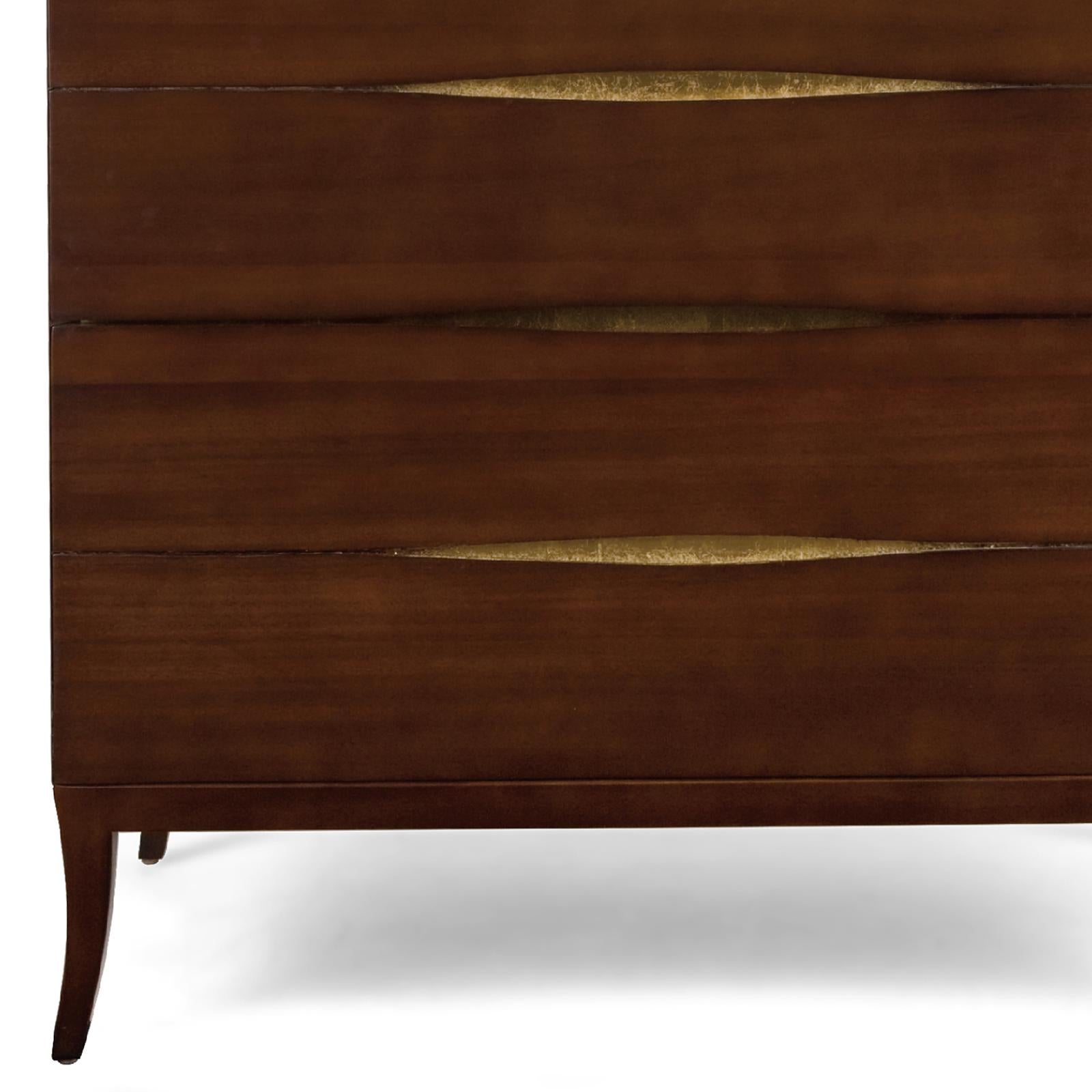 Hand-Carved Silky Chest of Drawers in Solid Mahogany Wood