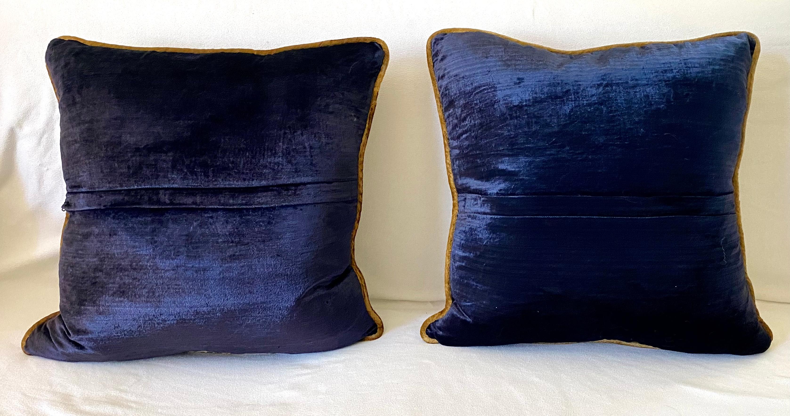 royal blue velvet pillows