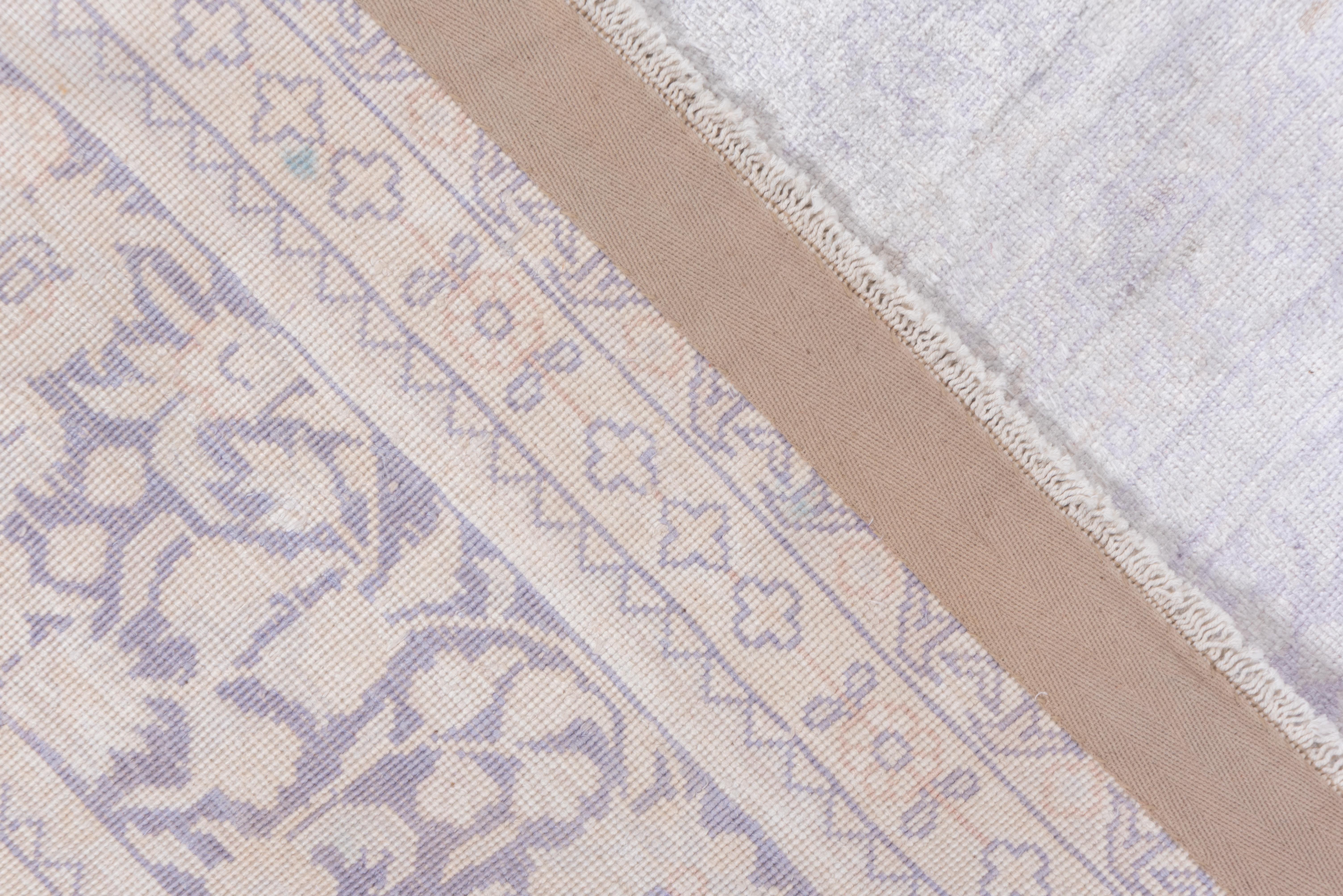 Mid-20th Century Silky Turkish Kaisary Carpet, Light Purple Tones, Lavender Tones For Sale