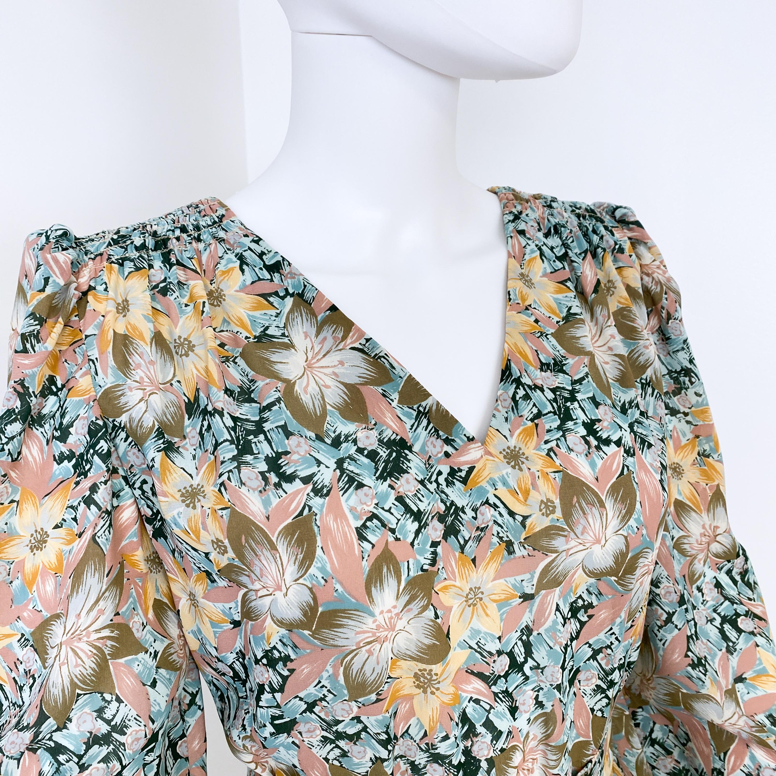 Robe de cocktail plissée en viscose soyeuse avec imprimé floral Paisley Taille 8/10, années 1960 en vente 12