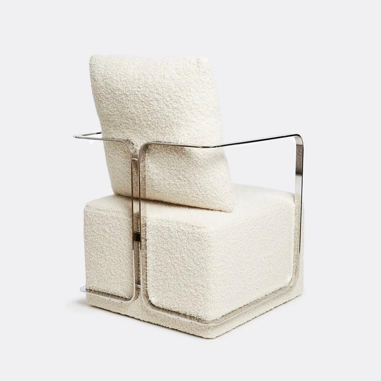 Contemporary Silla Armchair, Lazzarini & Pickering, Marta Sala Editions, Polished Stainless For Sale
