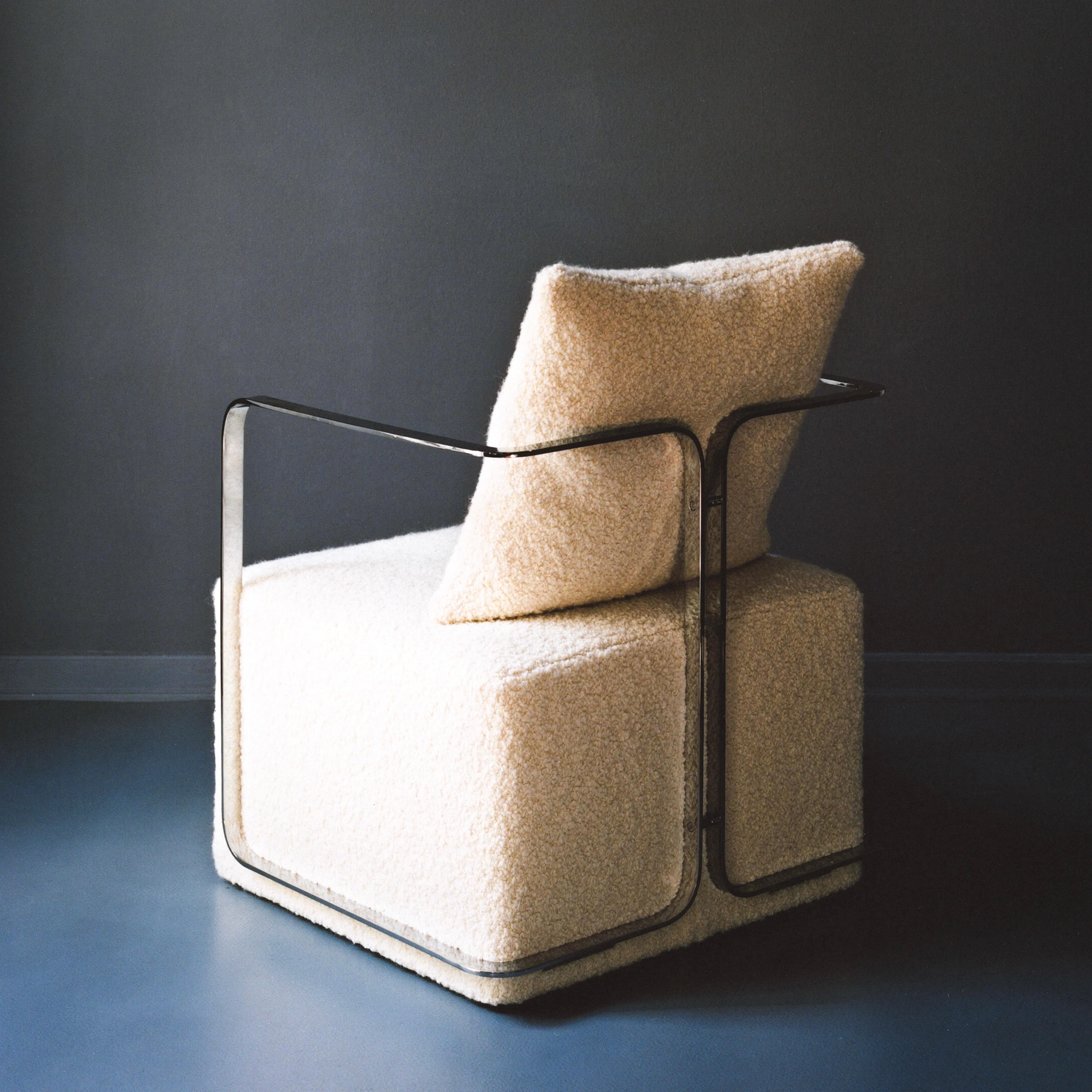 Silla Armchair, Lazzarini & Pickering, Marta Sala Editions, Polished Stainless For Sale 1
