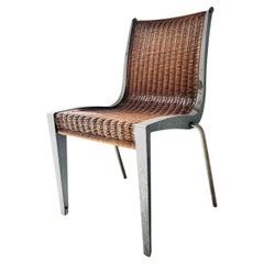 Silla prototipo en metal y mimbre por Alfredo Arribas - Años 80