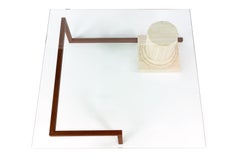 Sillar Travertine Marble Coffee Table & Iron Contemprary Design Luxury In Stock