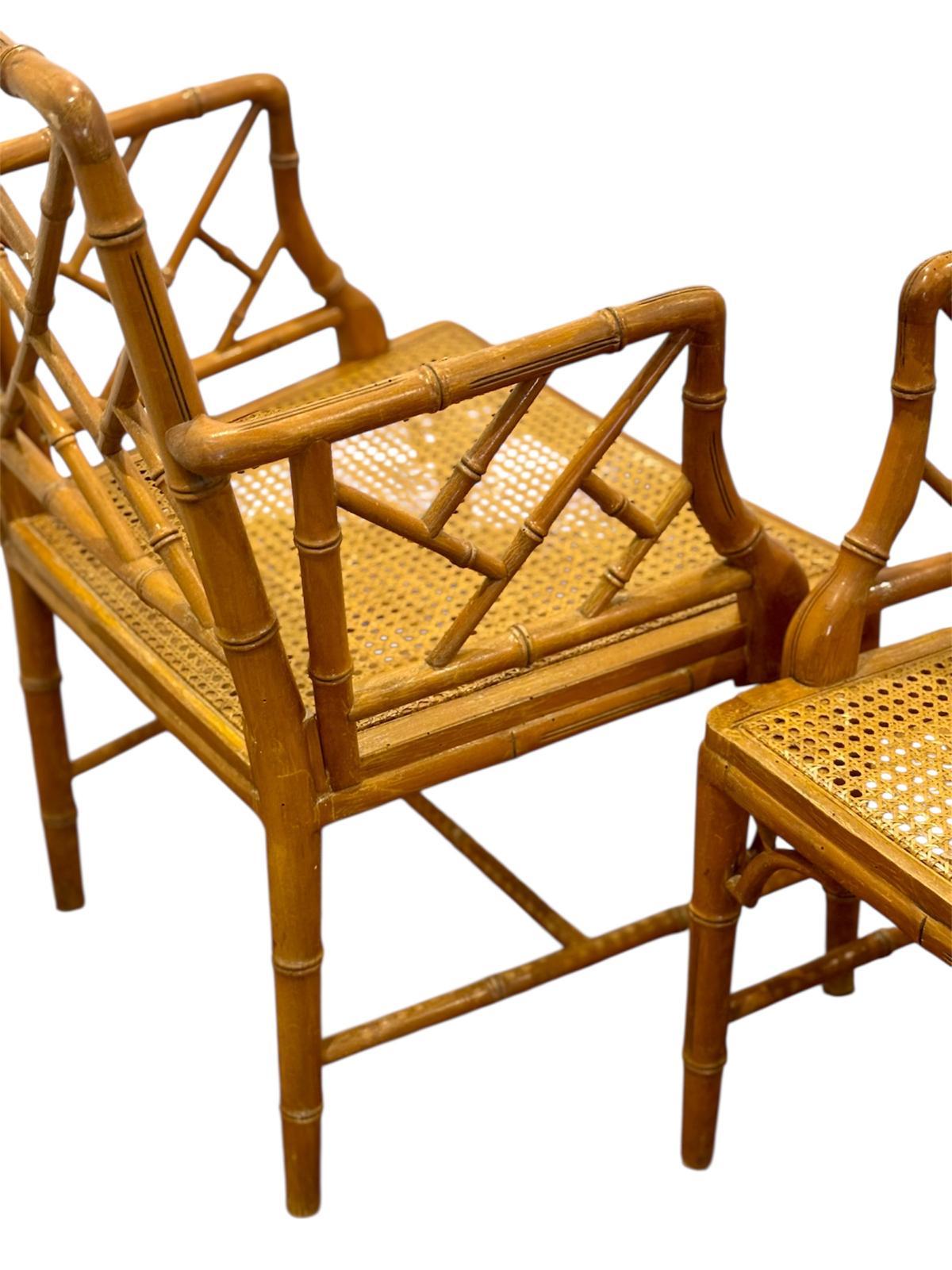 Sillones ingleses Chippendale de falso bambú en venta 3