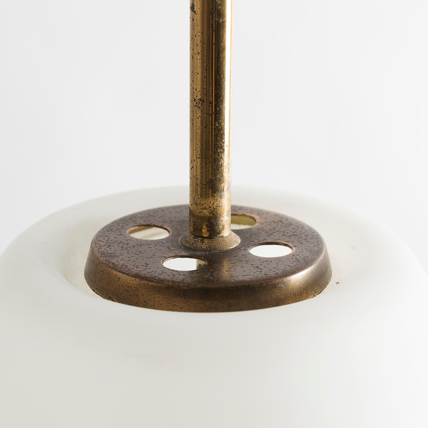 Mid-20th Century Stilnovo Glass and Brass Large Table Lamp from the 1950s