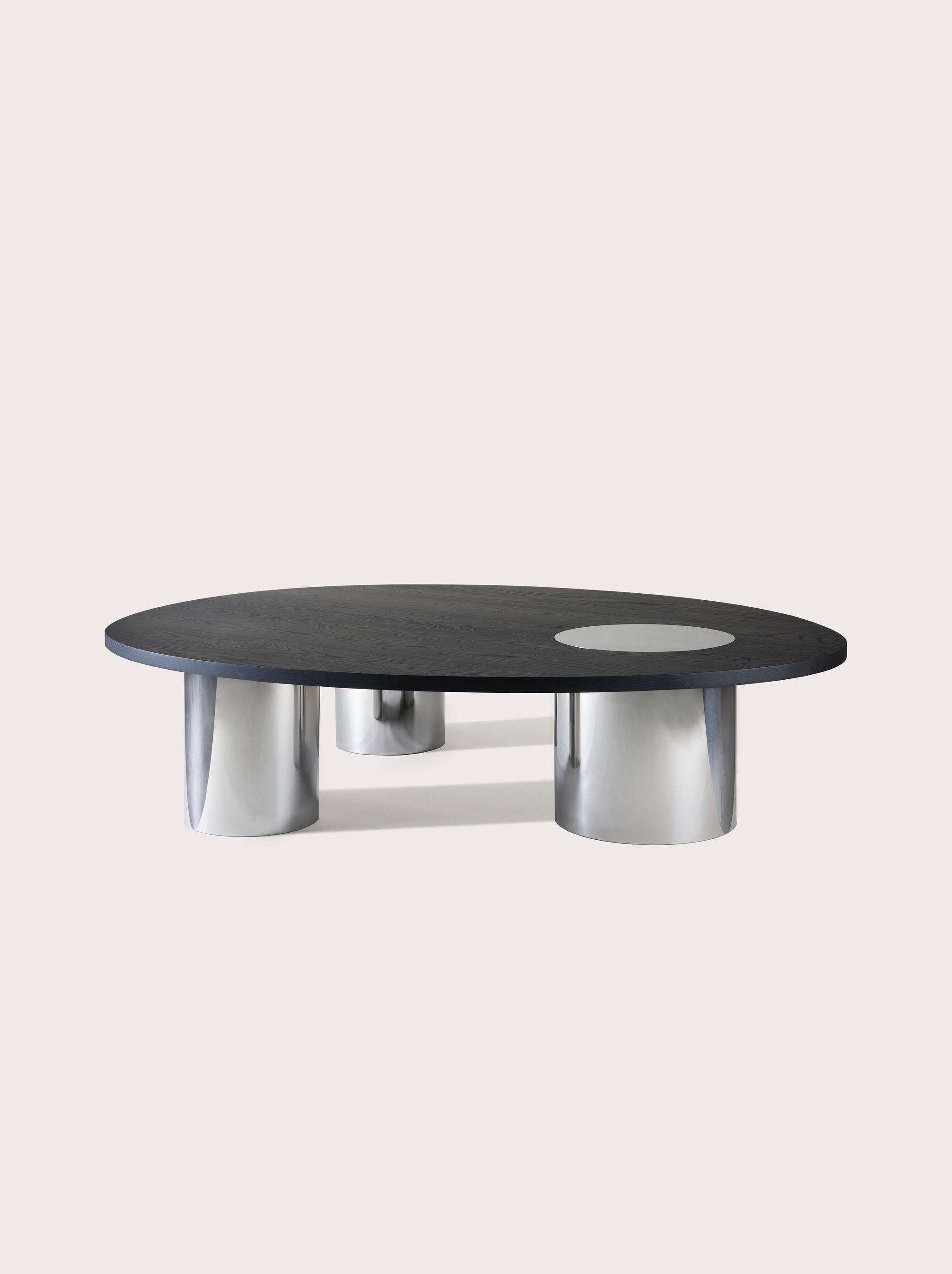 Konekt Silo Coffee Table Large - Blackened Ash and Polished Stainless Steel Neuf - En vente à New York, NY