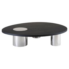 Mesa de centro Silo grande Konekt - Fresno ennegrecido y acero inoxidable pulido