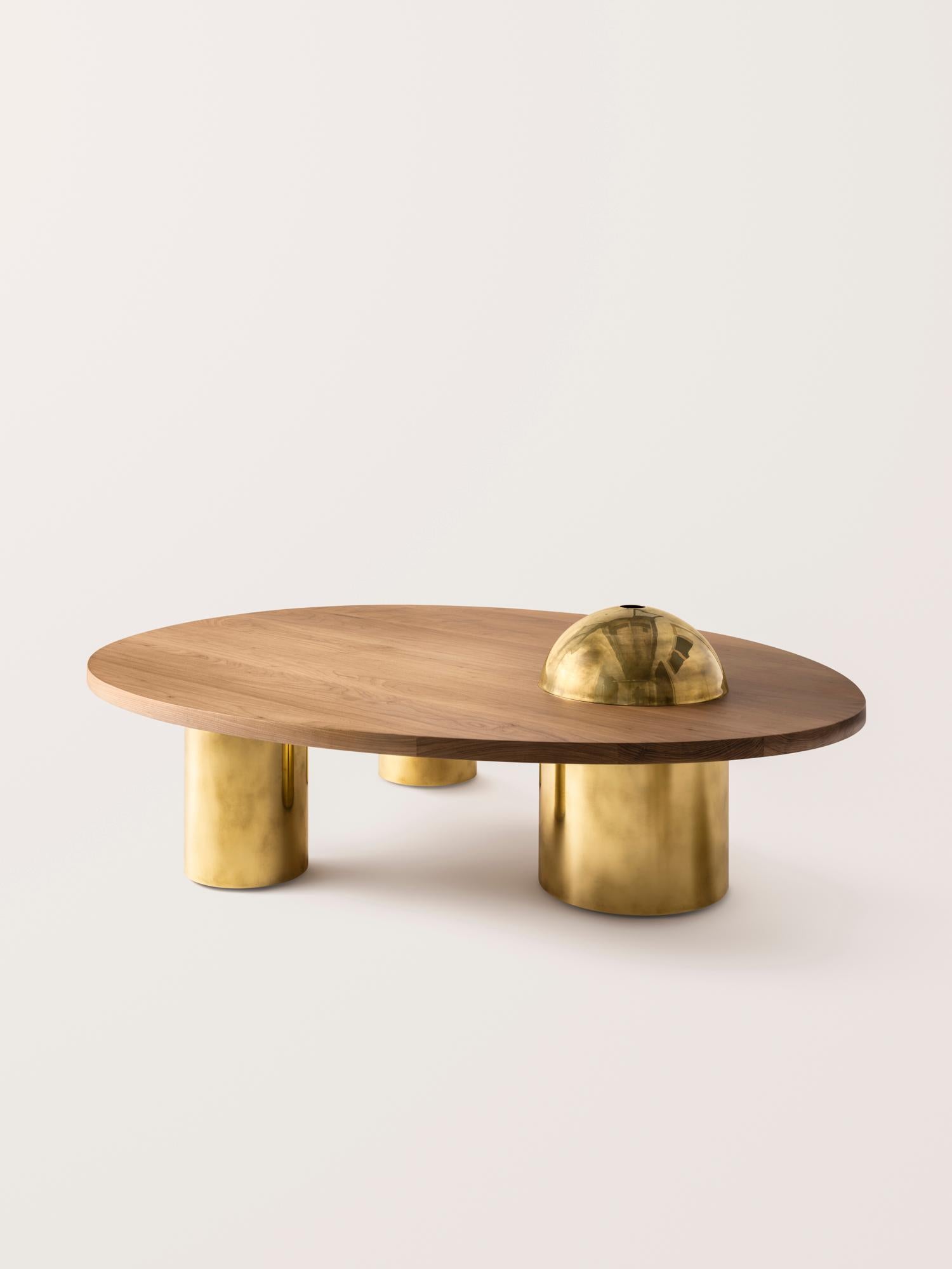 Konekt Silo Coffee Table Large - Bleached Walnut and Burnished Brass en vente 6