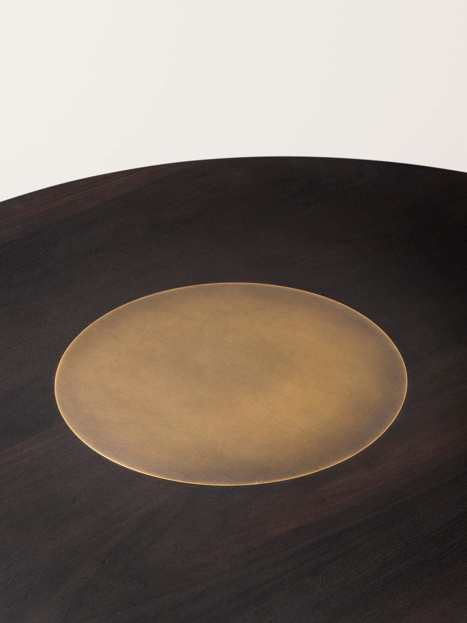 Contemporary Silo Coffee Table Medium - Ebonized Walnut and Antique Brass For Sale