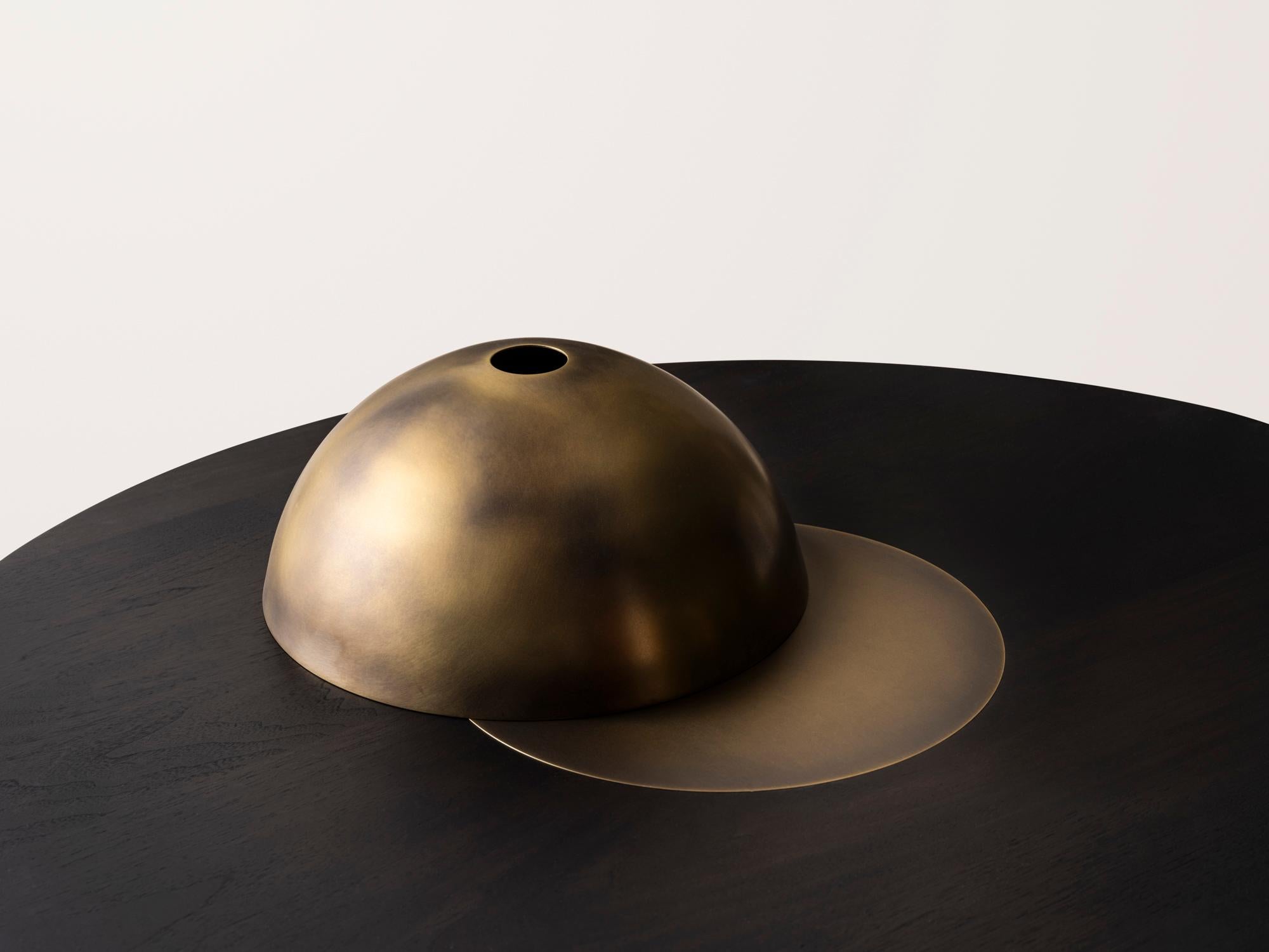 Silo Coffee Table Medium - Ebonized Walnut and Antique Brass For Sale 3