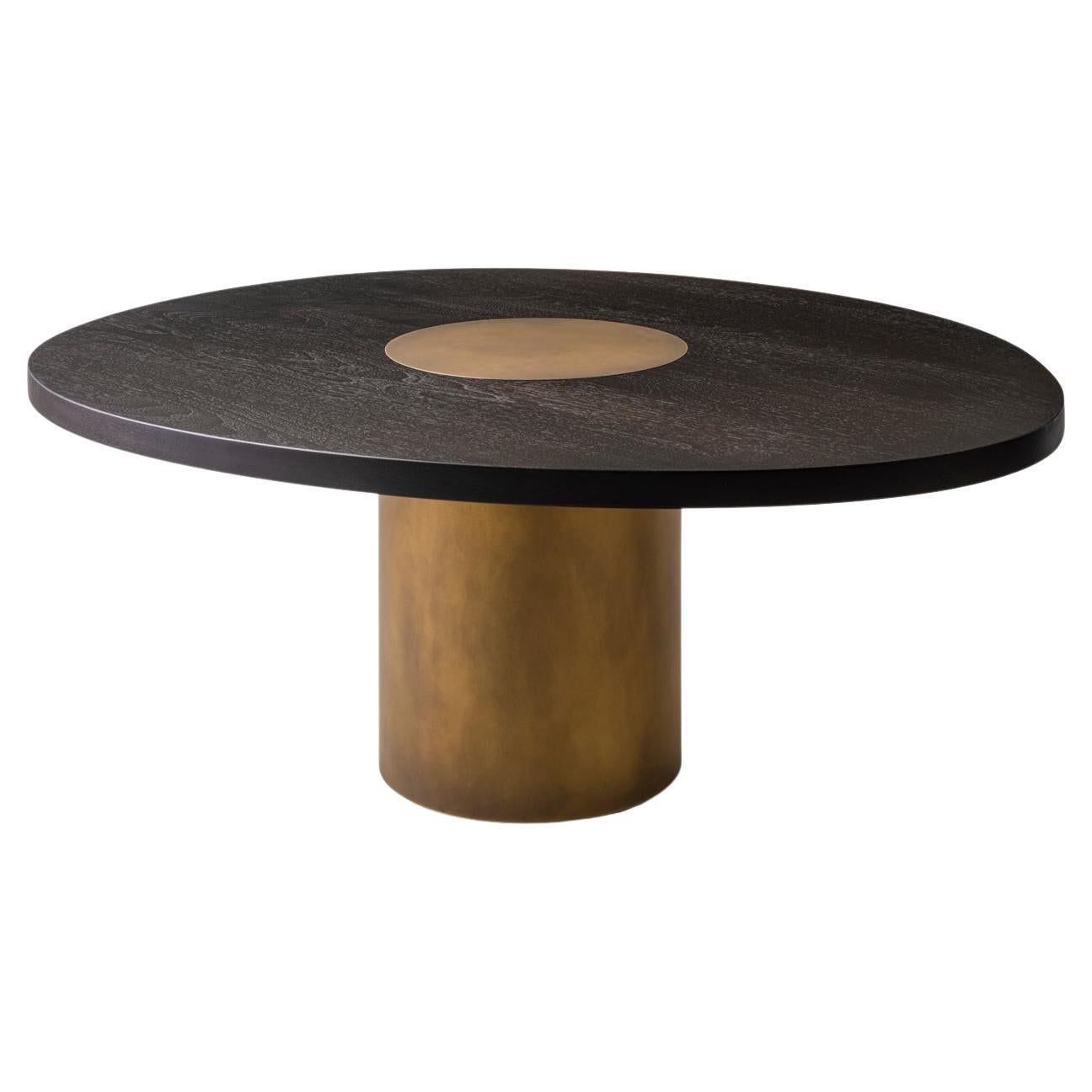 Silo Coffee Table Medium - Ebonized Walnut and Antique Brass For Sale