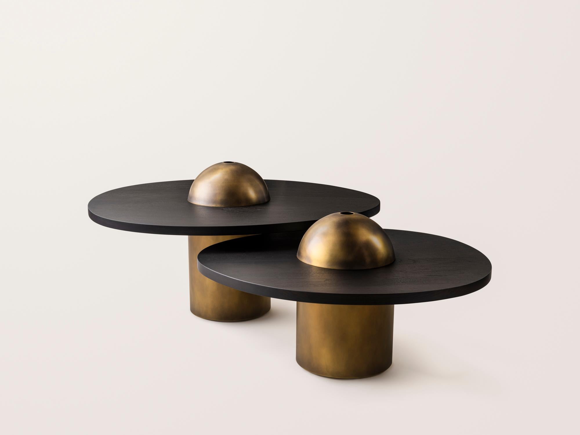 Konekt Silo Coffee Table Small - Ebonized Walnut and Antique Brass en vente 5