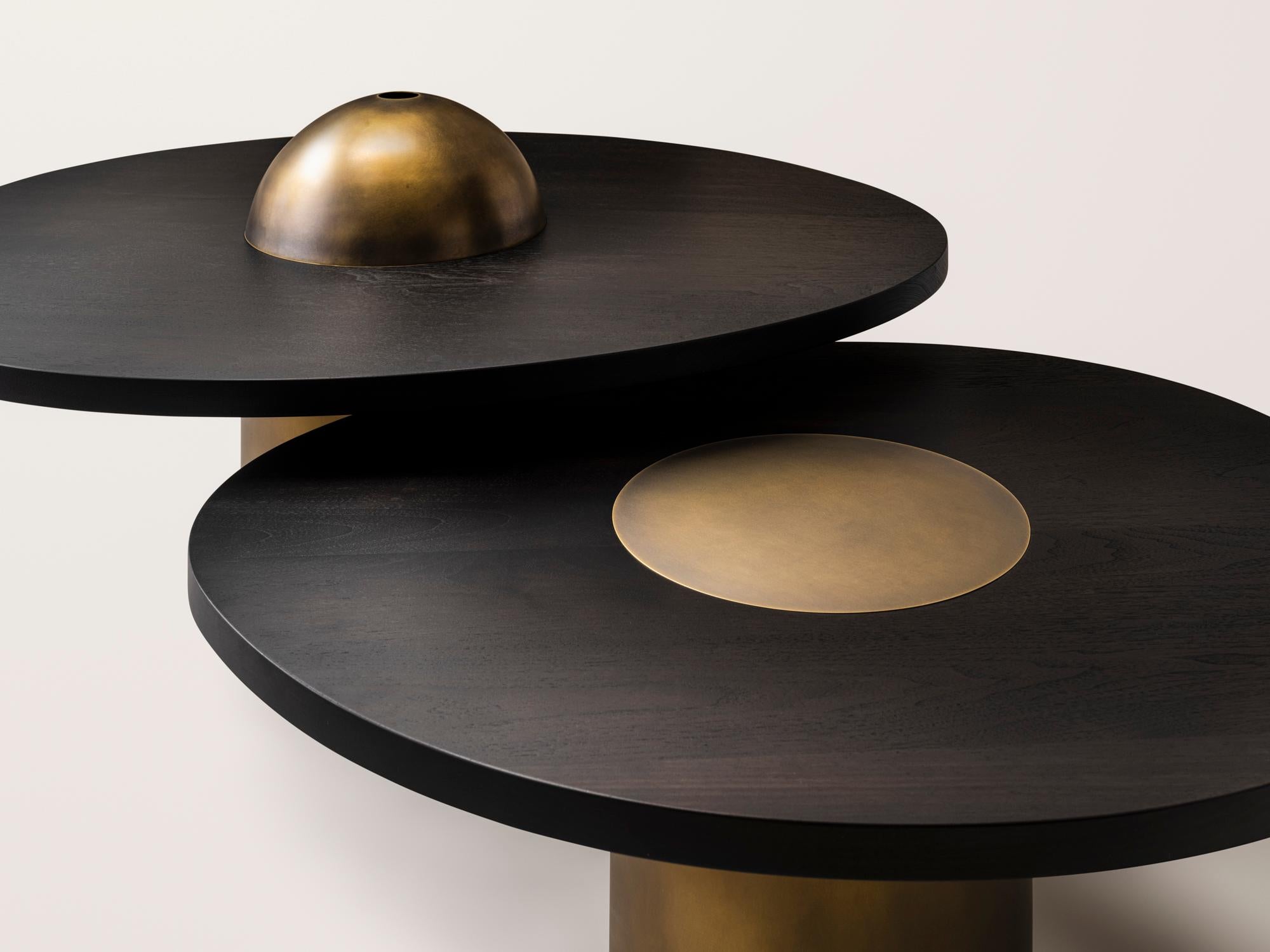 Konekt Silo Coffee Table Small - Ebonized Walnut and Antique Brass en vente 2