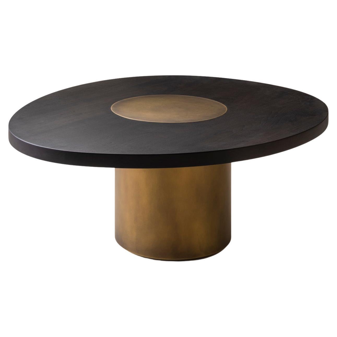 Silo Coffee Table Small - Ebonized Walnut and Antique Brass For Sale