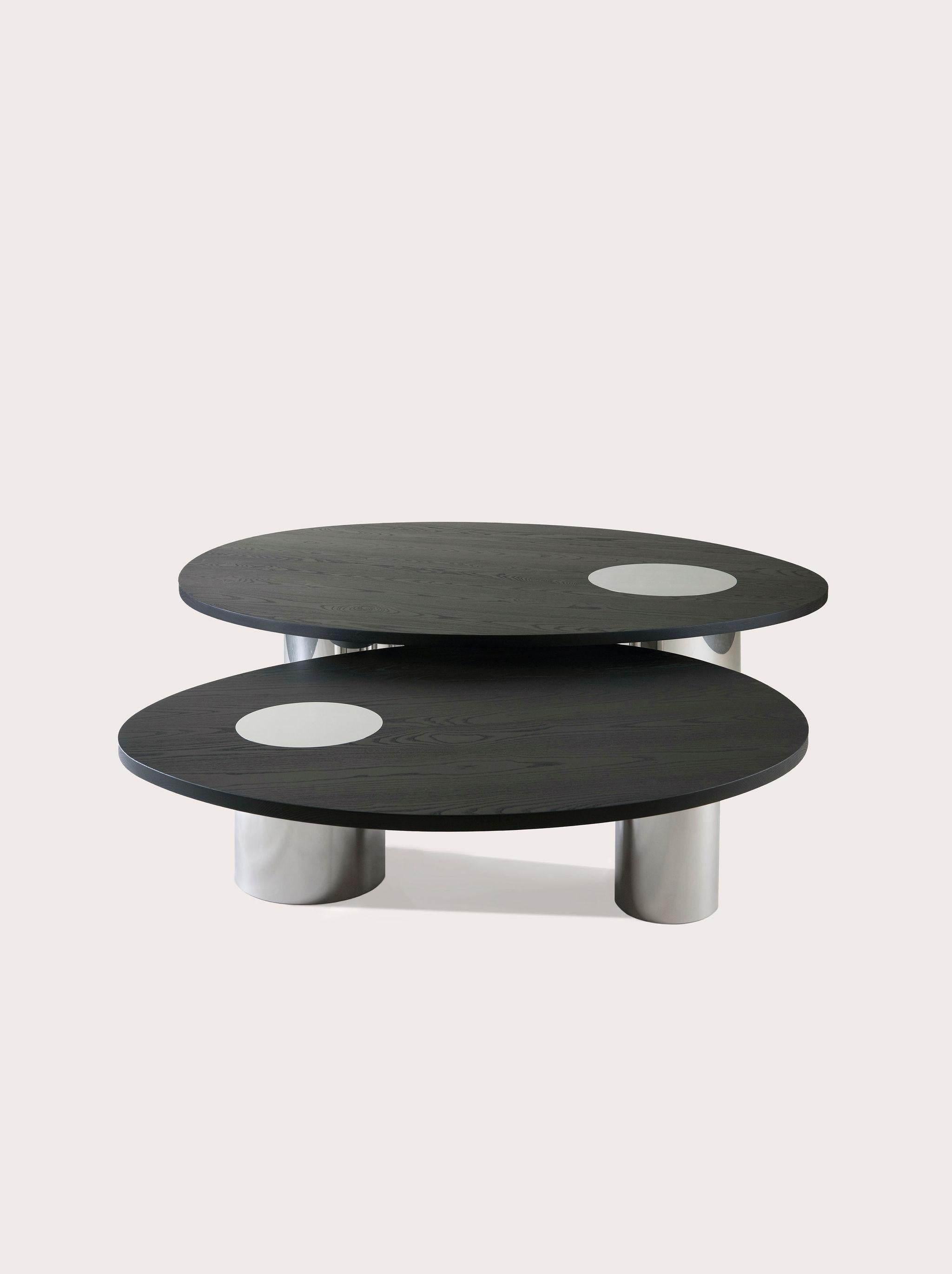 Konekt Silo Coffee Table X-Large - Bleached Walnut and Burnished Brass For Sale 8
