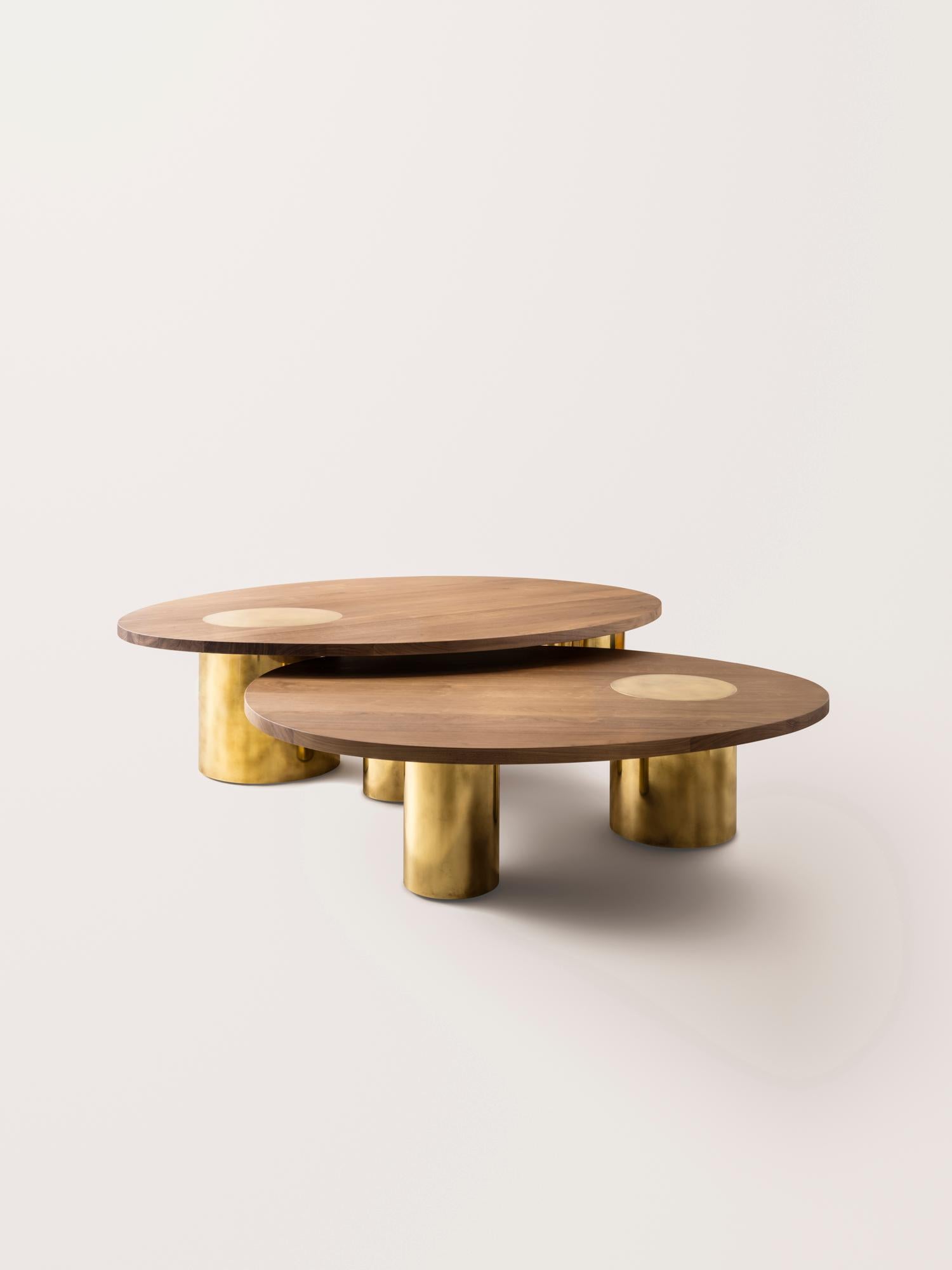 Silo Coffee Table X-Large - Bleached Walnut and Burnished Brass In New Condition For Sale In New York, NY