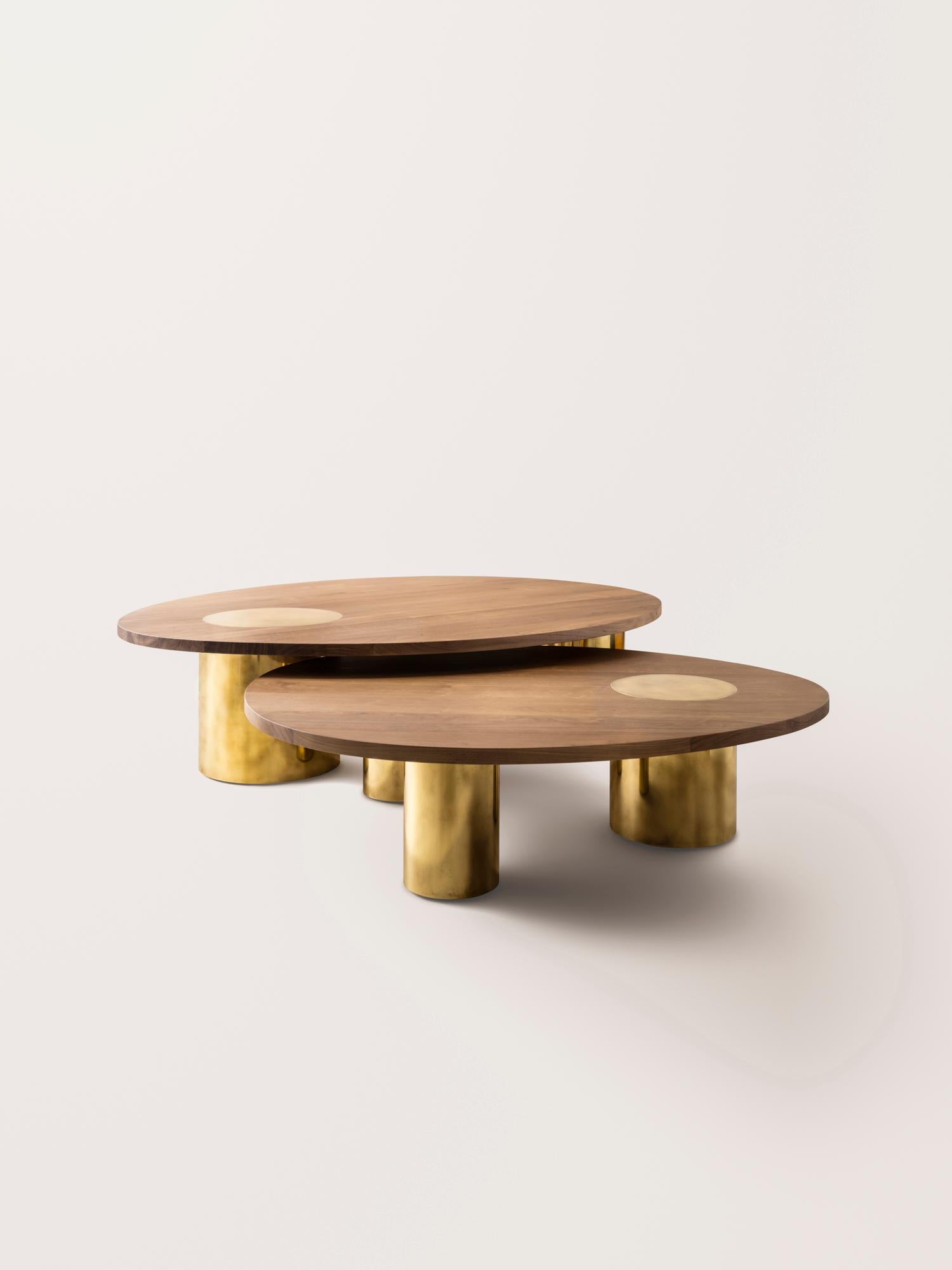 Konekt Silo Coffee Table X-Large - Bleached Walnut and Burnished Brass In New Condition For Sale In New York, NY