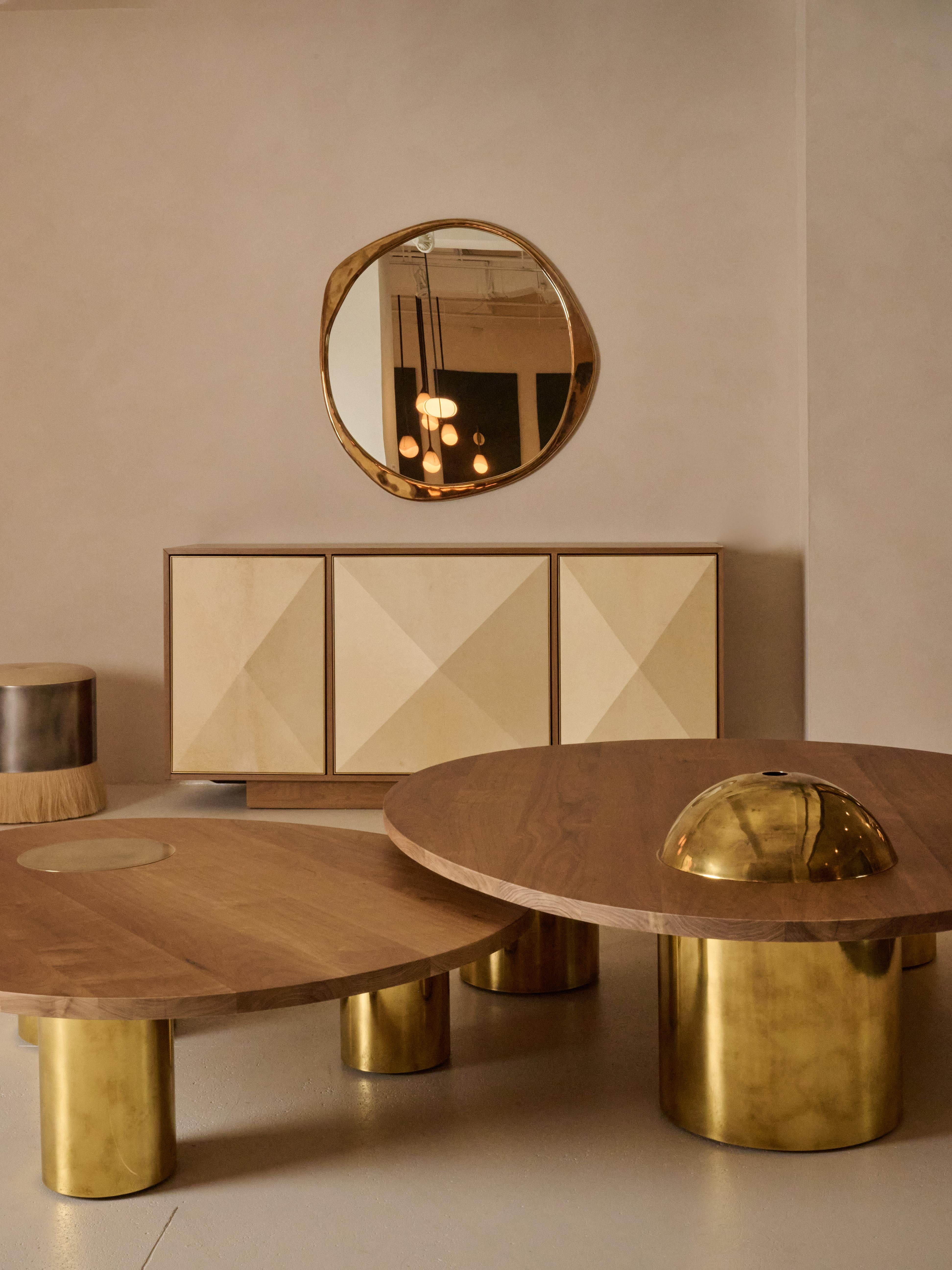 Konekt Silo Coffee Table X-Large - Bleached Walnut and Burnished Brass For Sale 1