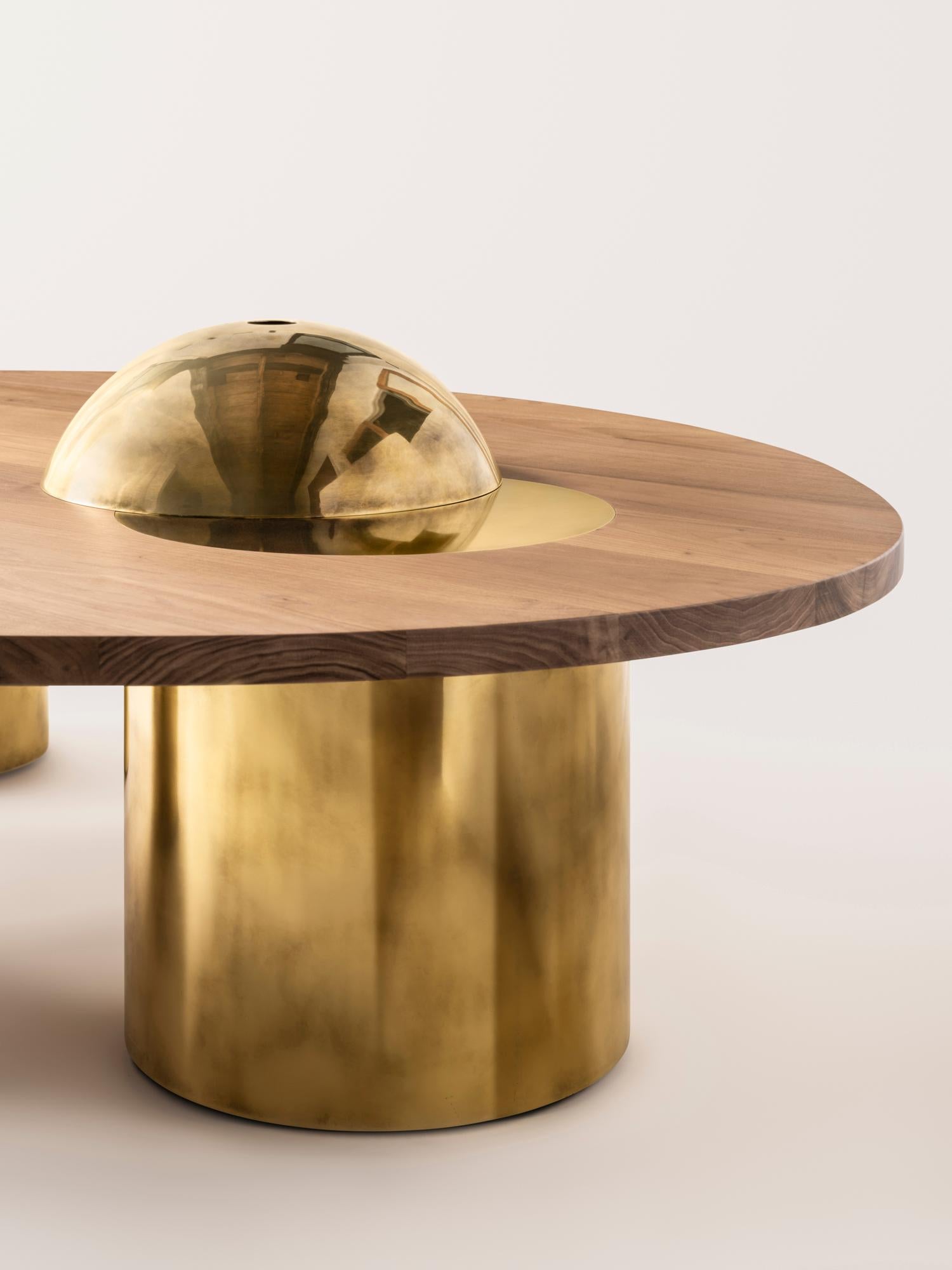 Silo Coffee Table X-Large - Bleached Walnut and Burnished Brass For Sale 2