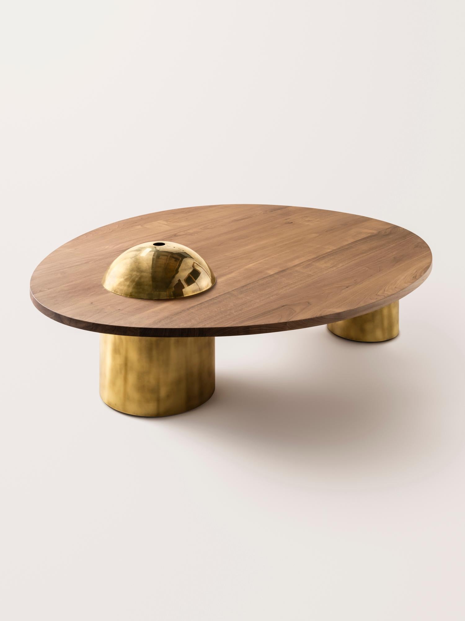 Konekt Silo Coffee Table X-Large - Bleached Walnut and Burnished Brass For Sale 3