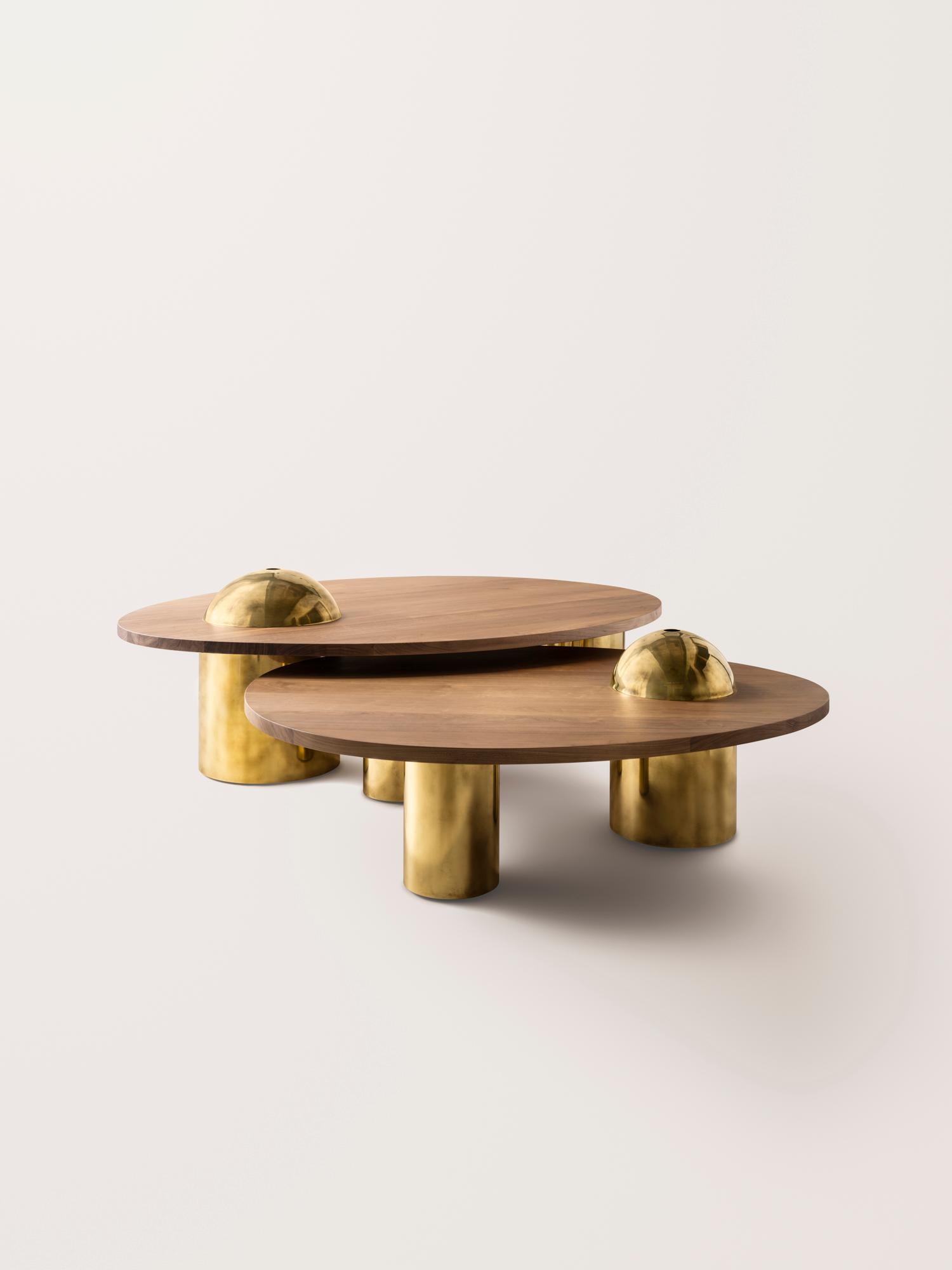 Konekt Silo Coffee Table X-Large - Bleached Walnut and Burnished Brass For Sale 4