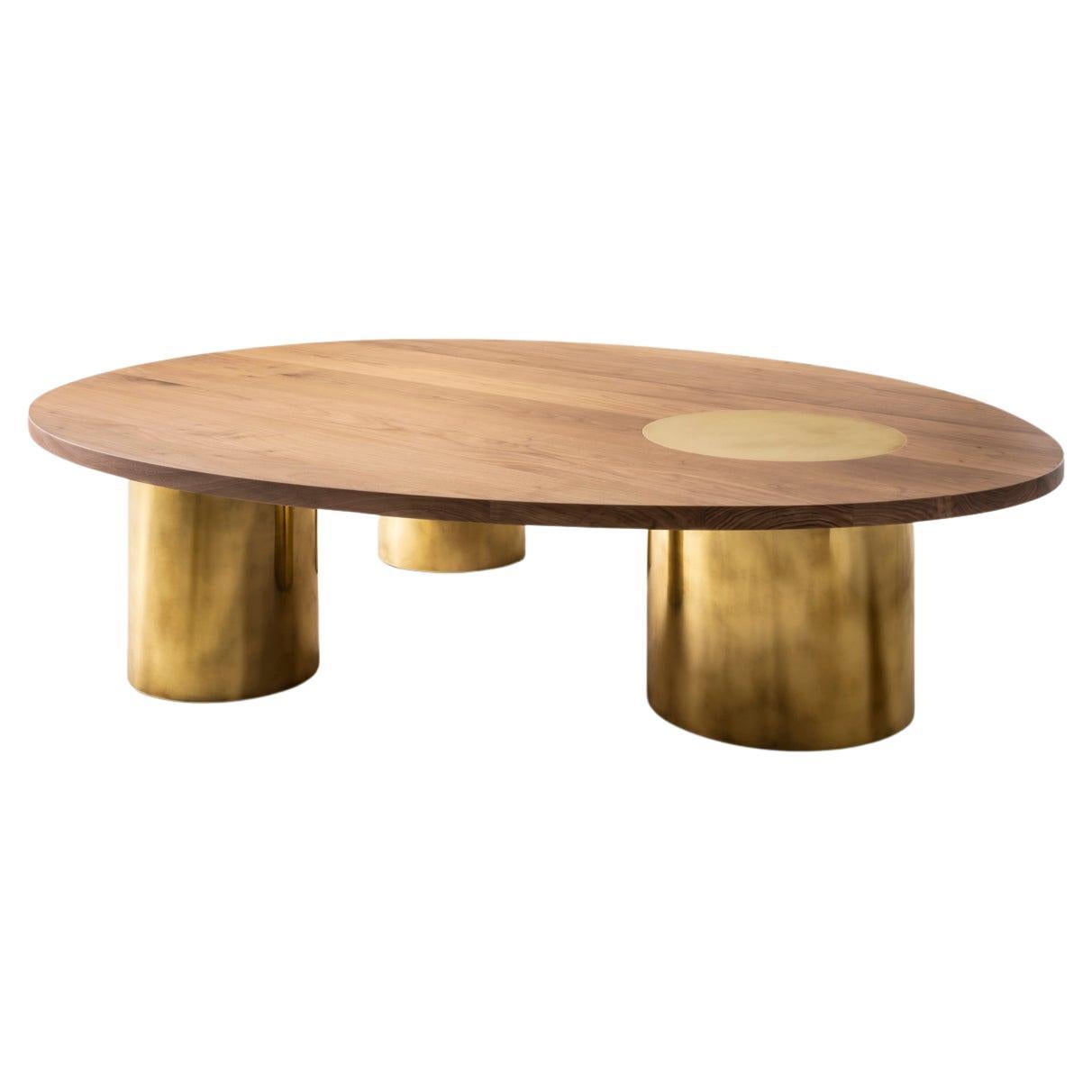 Silo Coffee Table X-Large - Bleached Walnut and Burnished Brass For Sale