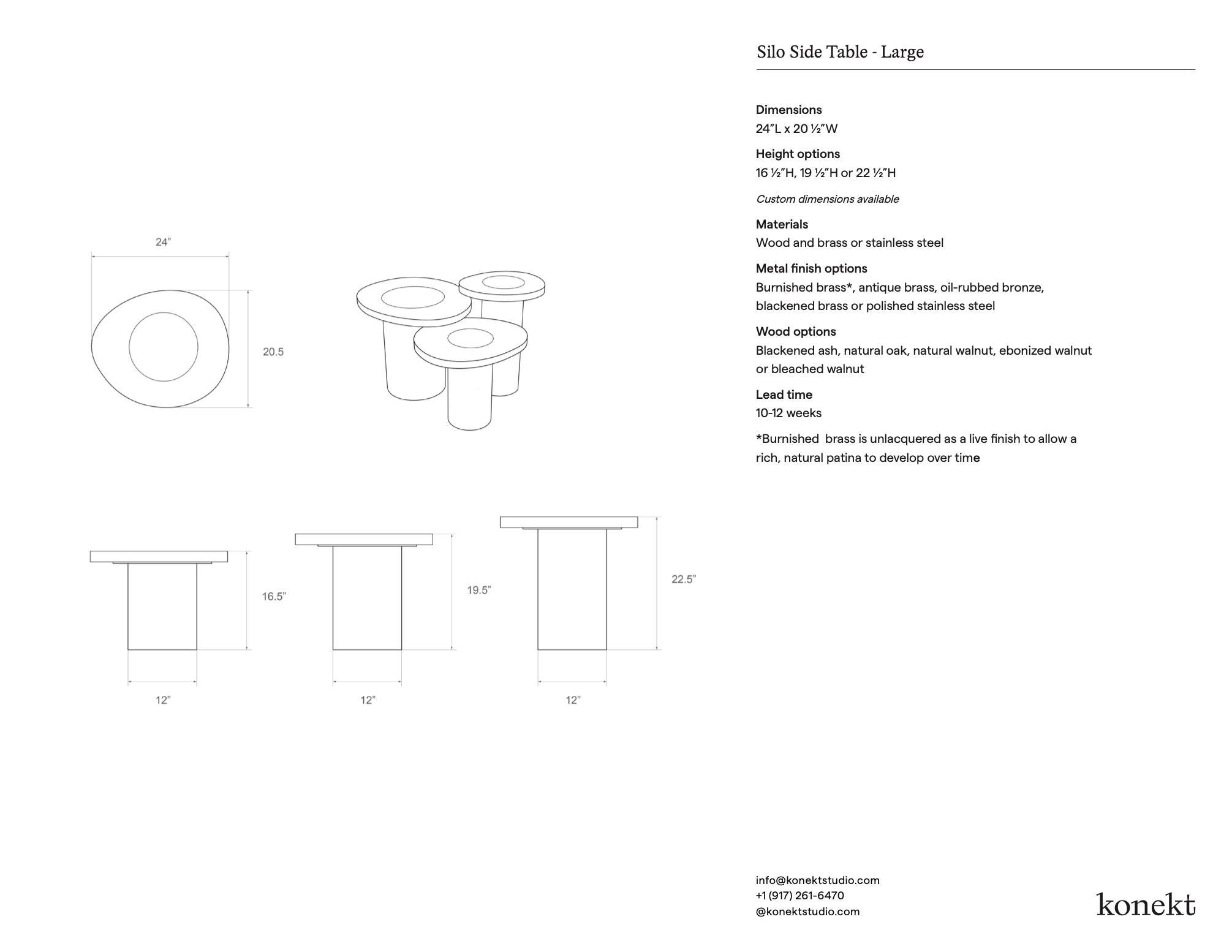 Grande table d'appoint Silo en chêne et acier inoxydable poli en vente 7