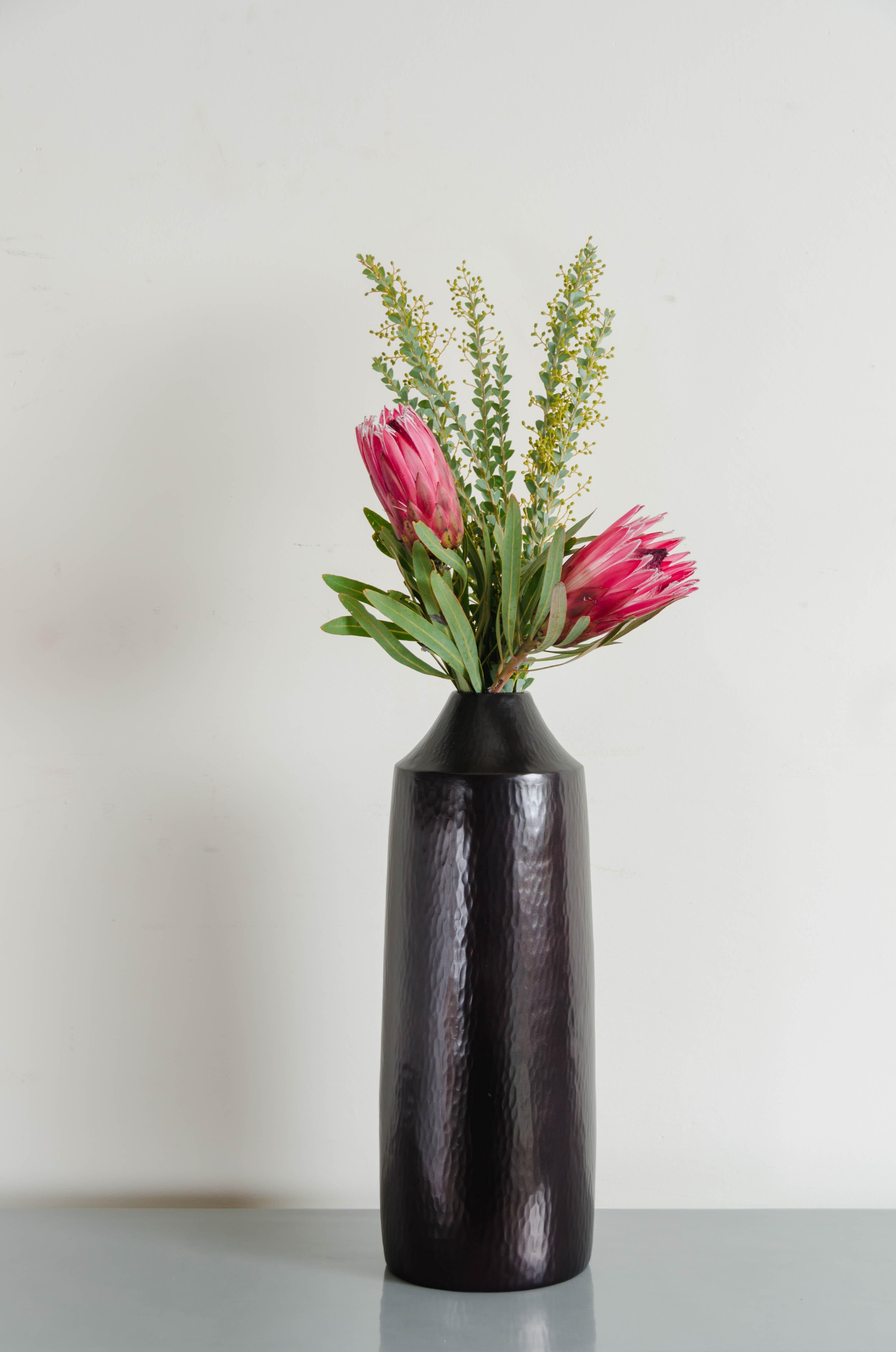 Repoussé Silo Vase in Copper by Robert Kuo, Hand Repousse, Limited Edition