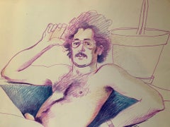 Pop-Art portrait of the naked man. 1970s. Marco Silombria