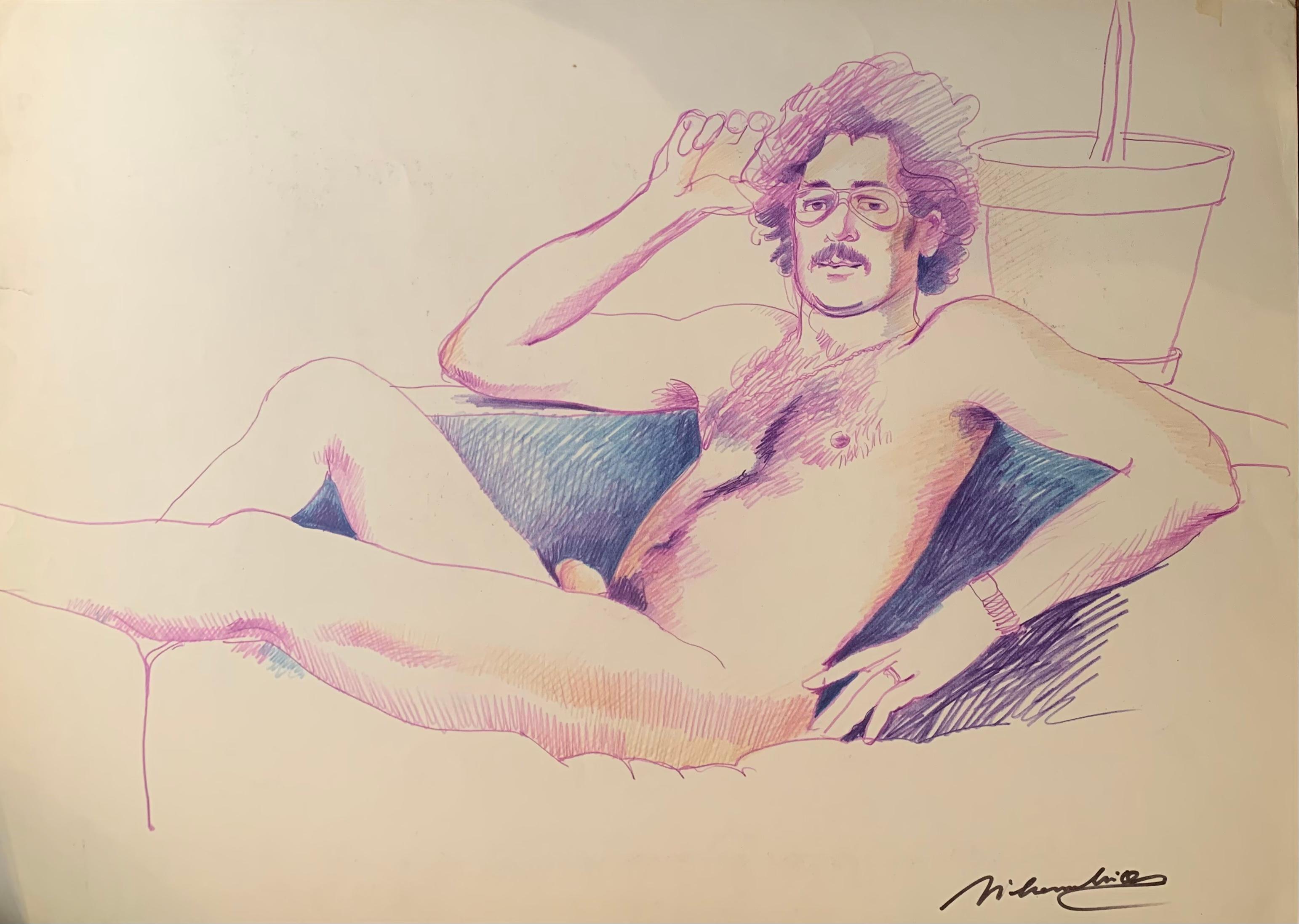 Ritratto Pop-Art del uomo nudo. Anni 1970. Marco Silombria 4