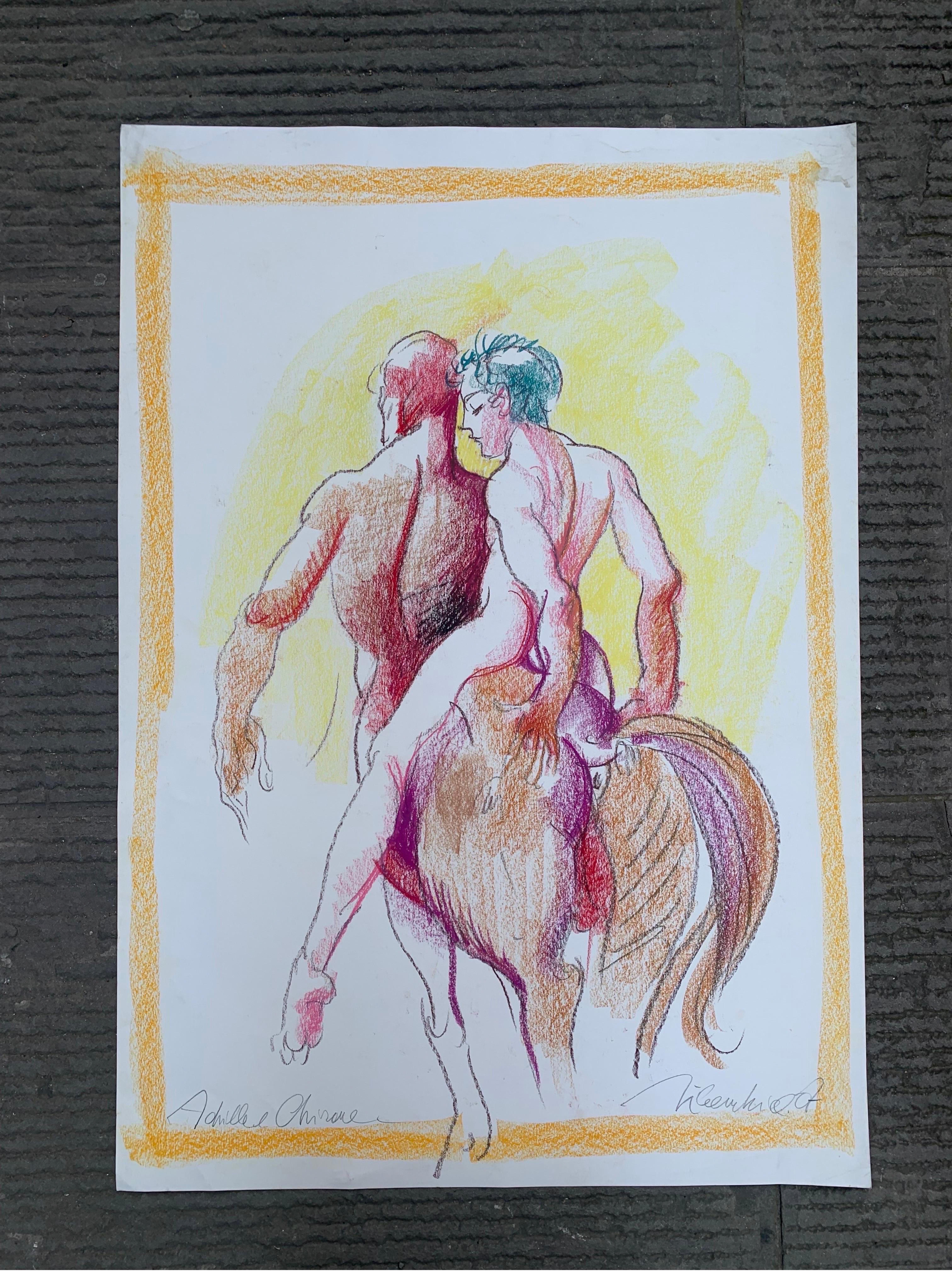 Achilles riding the Centaur Chiron by Marco Silombria. Signed by artist.  For Sale 3