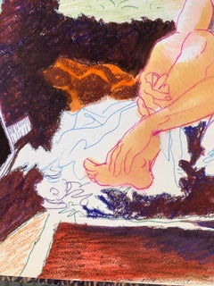 The young man and two old men. Pop Art parody of Tintoretto's painting. 1980s