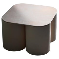 Silos Medium Side Table in Steel, Paper & Vegetable Tanned Leather by UNIQKA