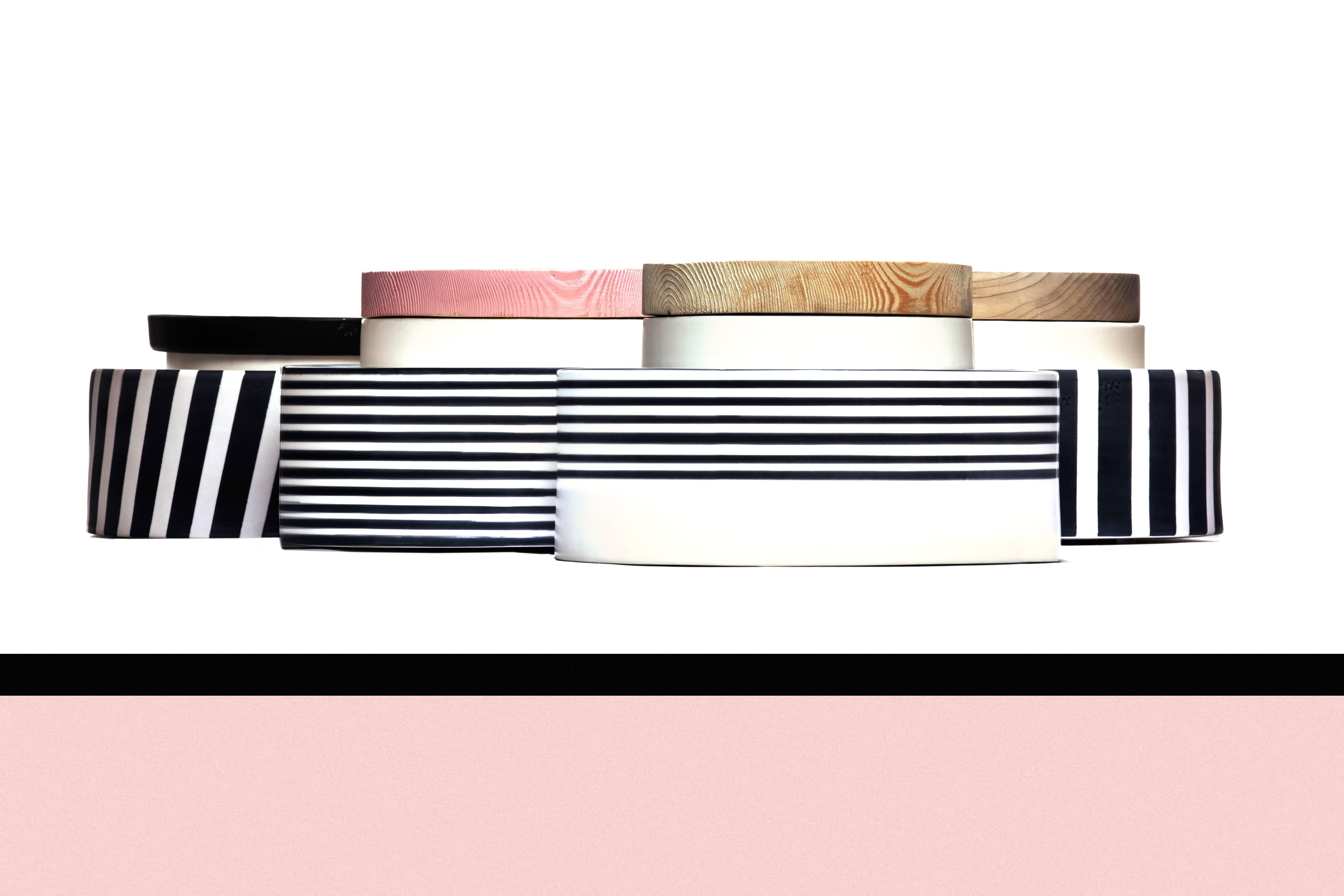 Silos pink and stripes designed by Simona Cardinetti 

Handmade in Italy

Materials: Ceramic, wood.
 