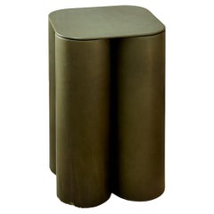 Silos Small Side Table in Steel, Paper & Vegetable Tanned Leather by UNIQKA