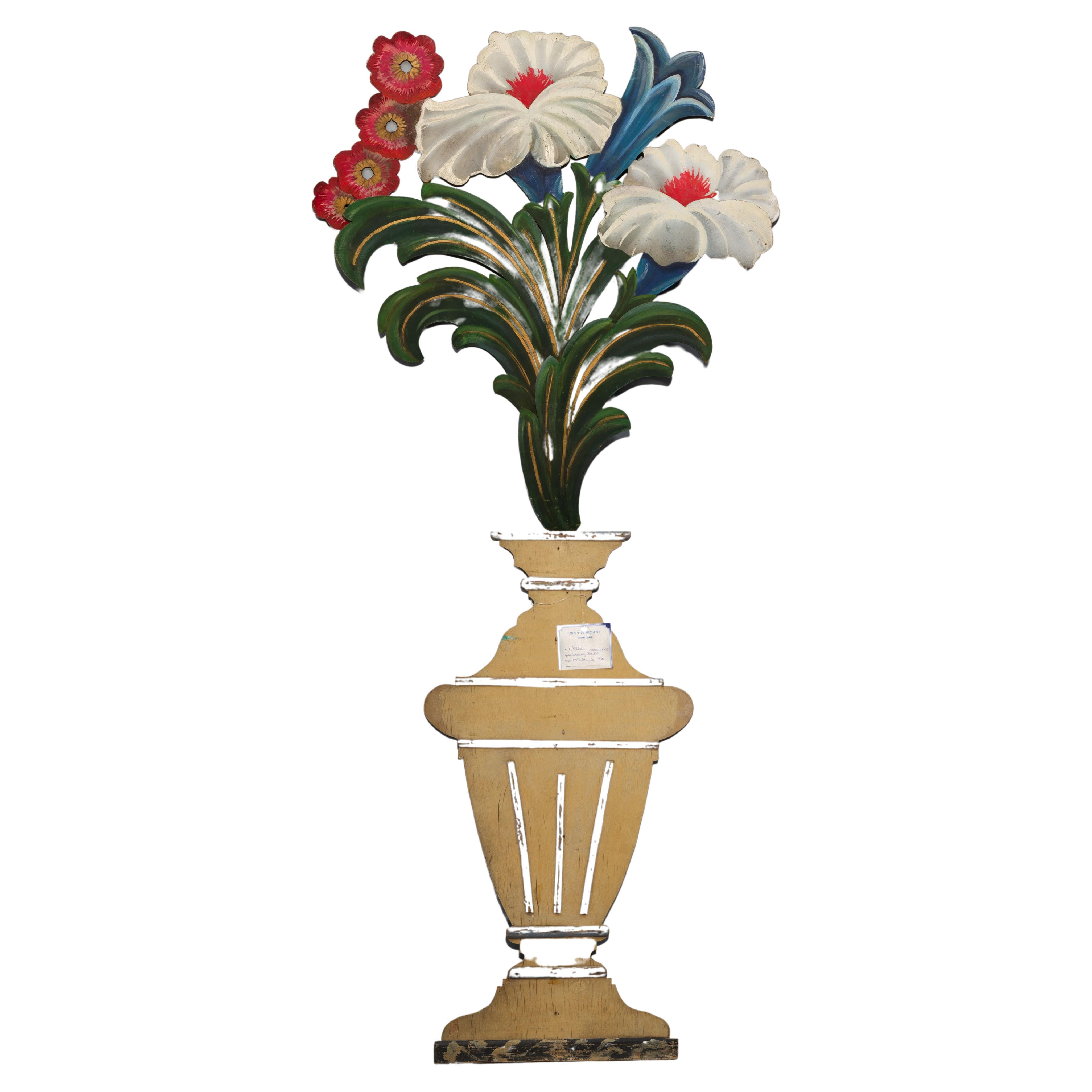 French Plywood Shape of Vases with Flowers - Movie Theater - For Sale