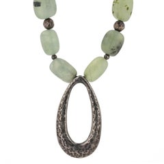 Silpada Green Prehnite Statement Necklace N1806 Sterling Silver Hammered Retired