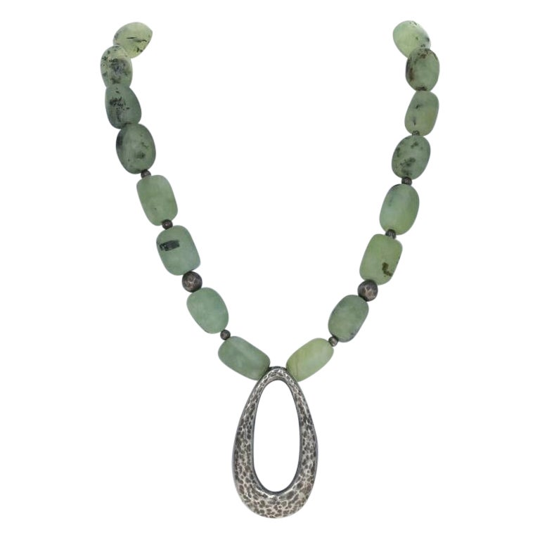 Silpada Collar de Prehnita Verde N1806 Plata de Ley Martillada Retirada en venta