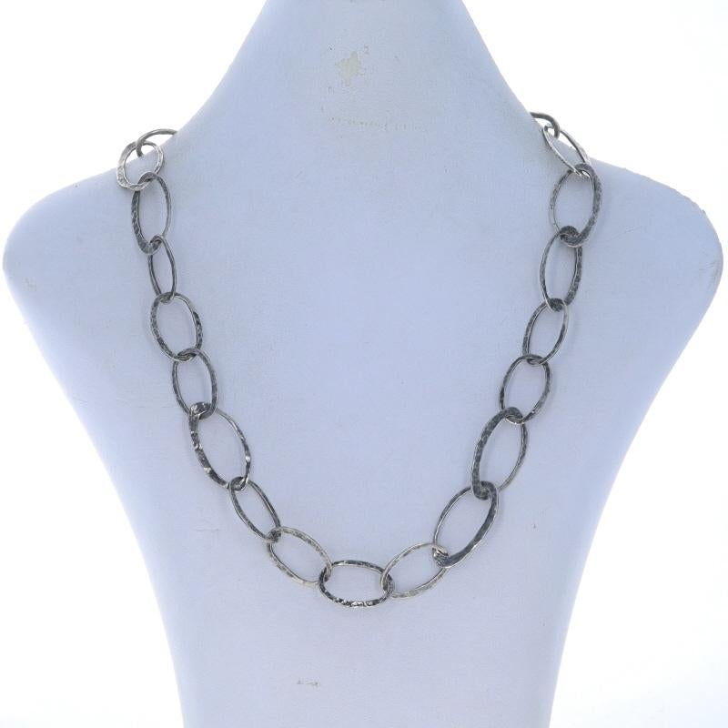 Silpada Oval Hammered Link Necklace - Sterling Silver 925 Adjustable Israel In Excellent Condition For Sale In Greensboro, NC