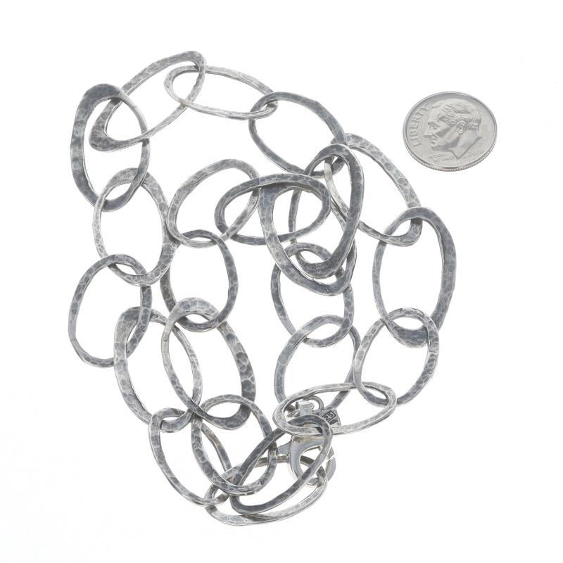 Women's Silpada Oval Hammered Link Necklace - Sterling Silver 925 Adjustable Israel For Sale