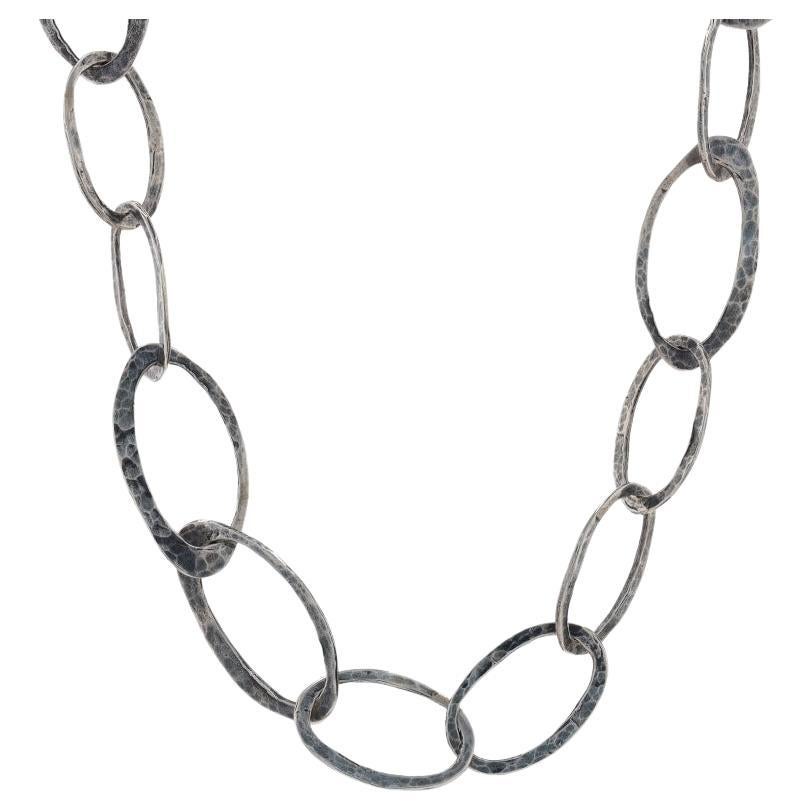Silpada Oval Hammered Link Necklace - Sterling Silver 925 Adjustable Israel For Sale