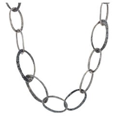 Silpada Oval Hammered Link Necklace - Sterling Silver 925 Adjustable Israel