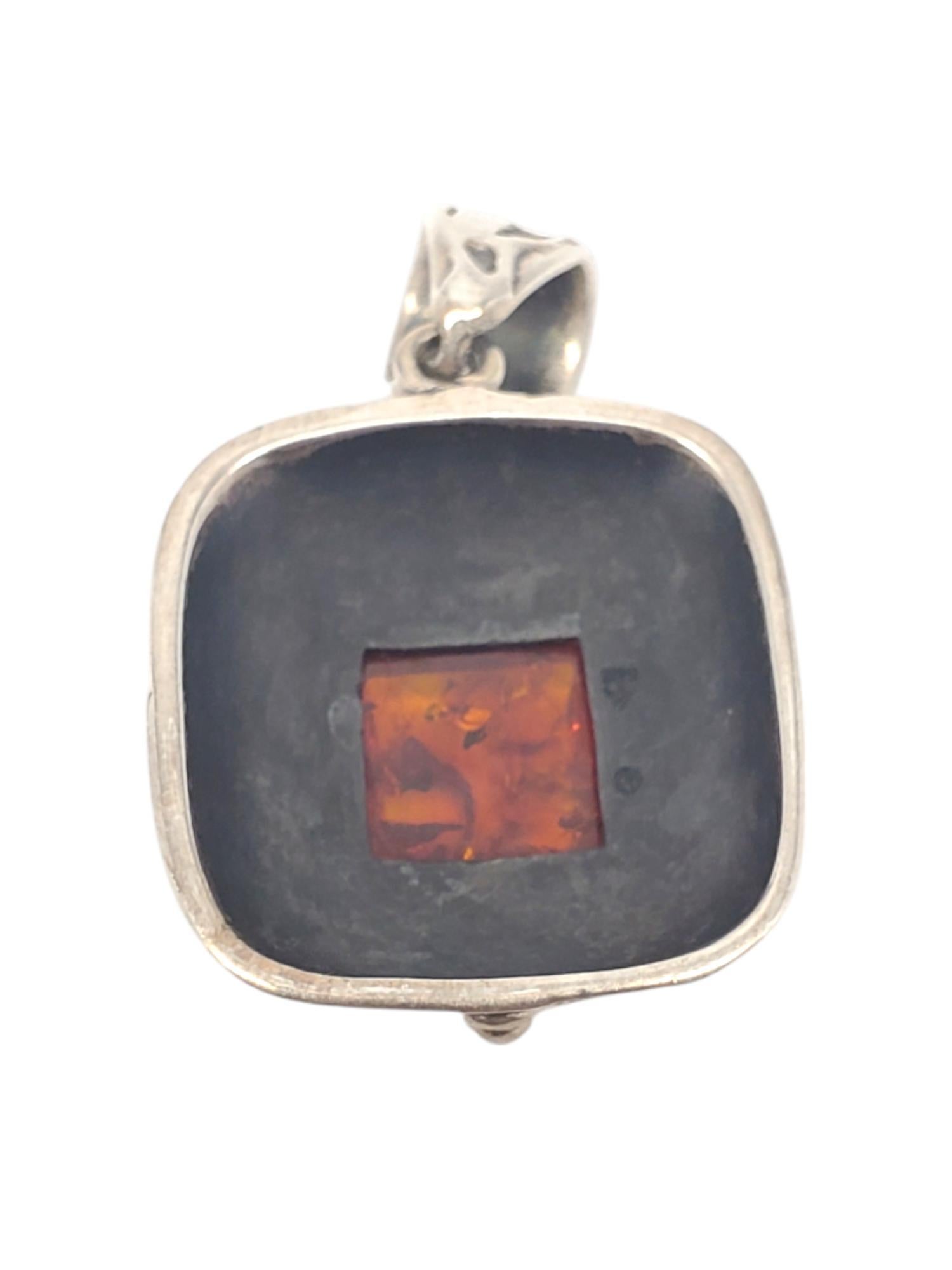 Donna Ciondolo quadrato d'ambra in argento sterling Silpada #20746 in vendita