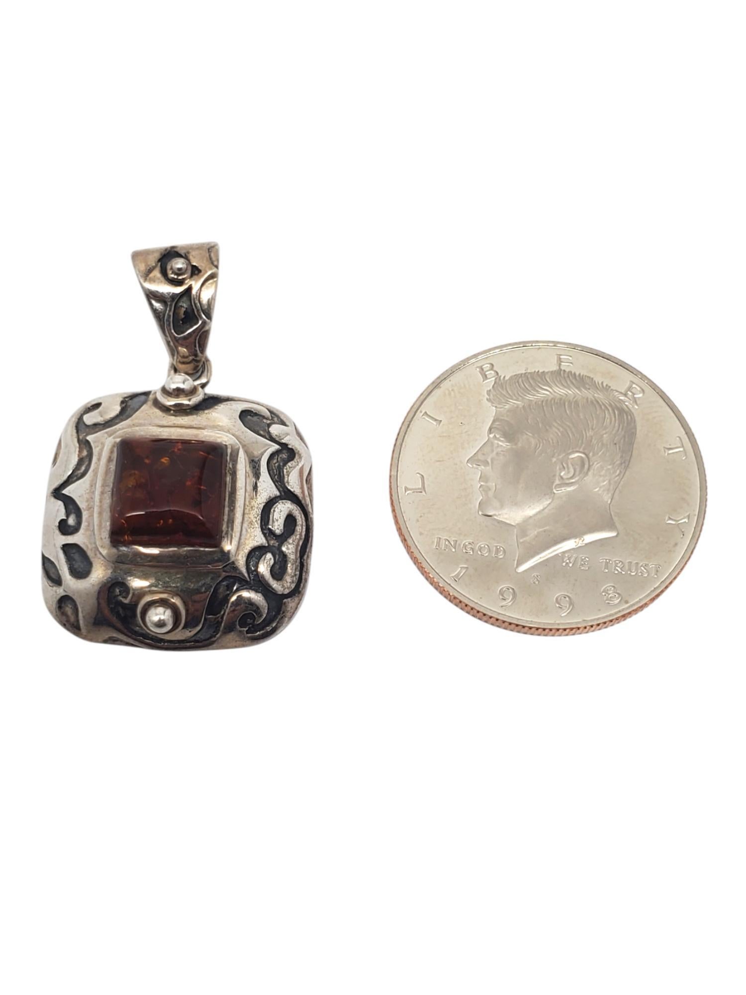 Ciondolo quadrato d'ambra in argento sterling Silpada #20746 in vendita 1