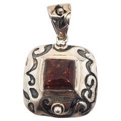 Silpada Sterling Silver Amber Square Pendant #20746