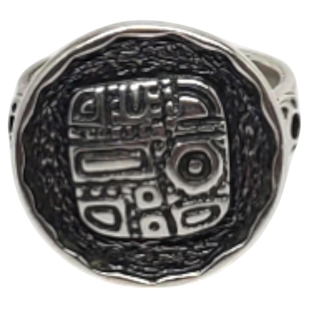 Silpada Sterling Silver Aztec Disc Ring Size 8 #20667