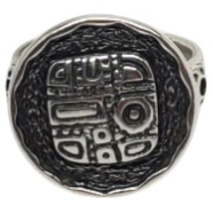 Silpada Sterling Silver Aztec Disc Ring Size 8 #20667